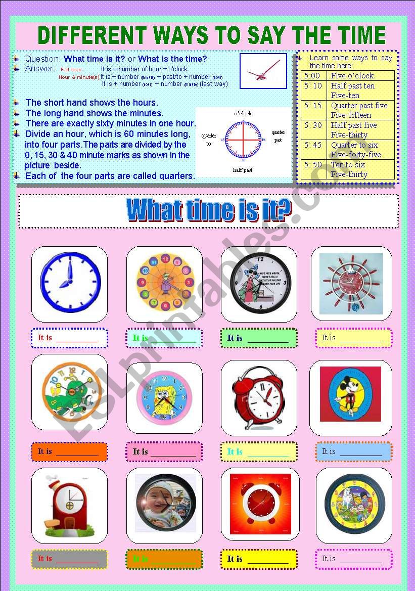 Different Ways To Say The Time ESL Worksheet By Thu Trang2006