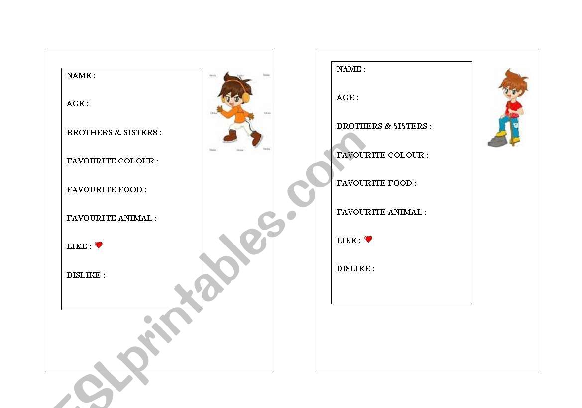 ID cards worksheet