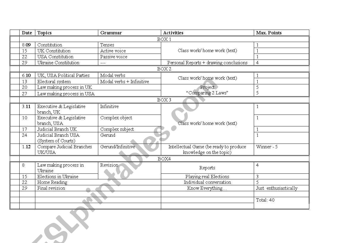 Plan for Law faculty students 