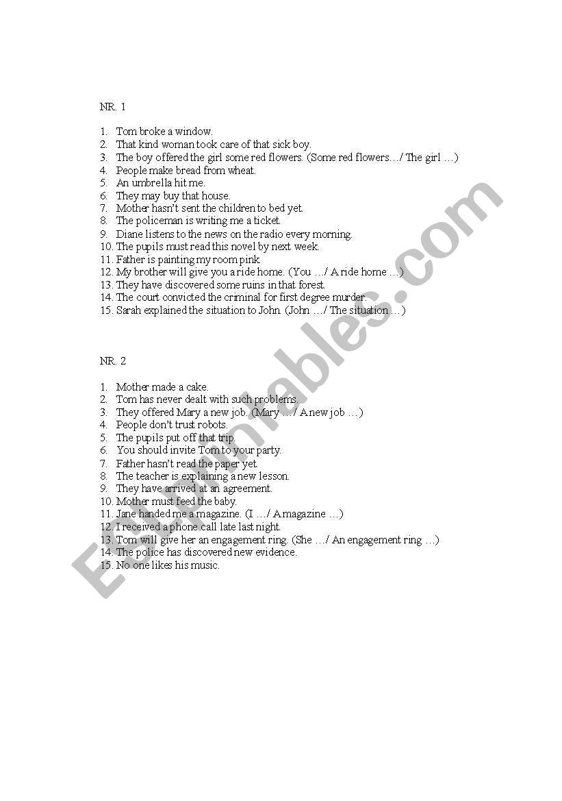 Short  Test Passive Voice worksheet