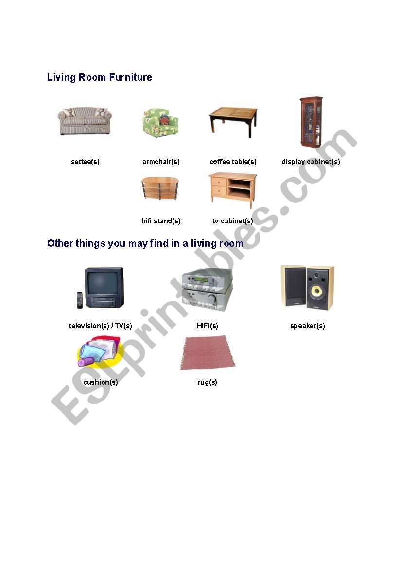 Living Room Furniture worksheet