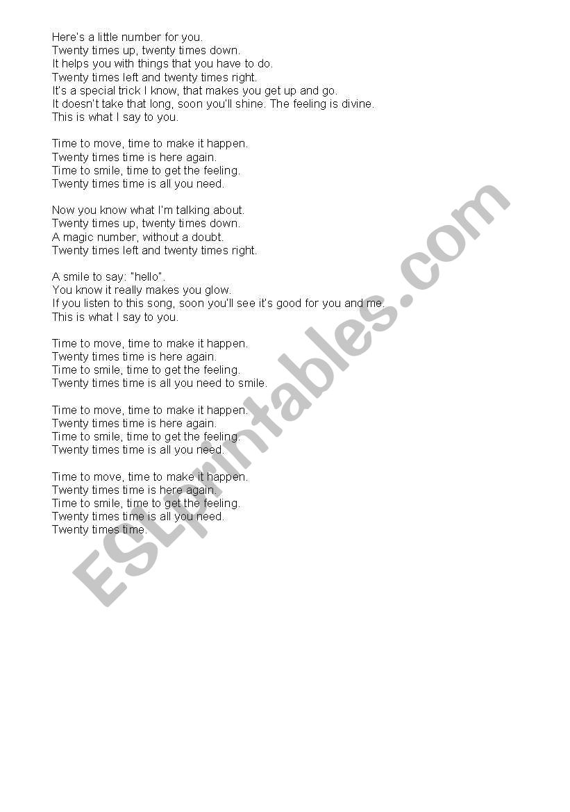 English worksheets: song