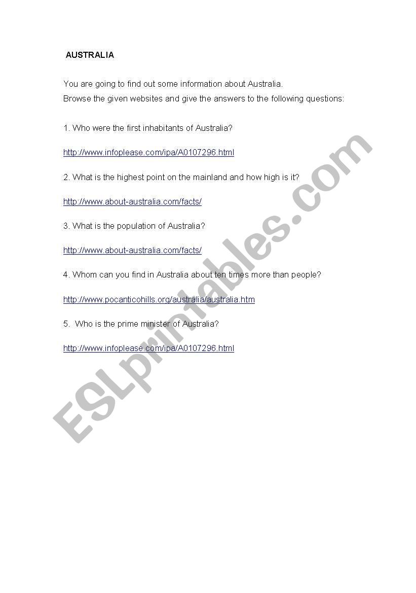 WebQuest worksheet