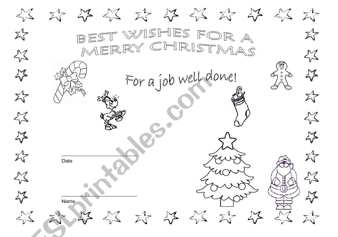 christmas award worksheet