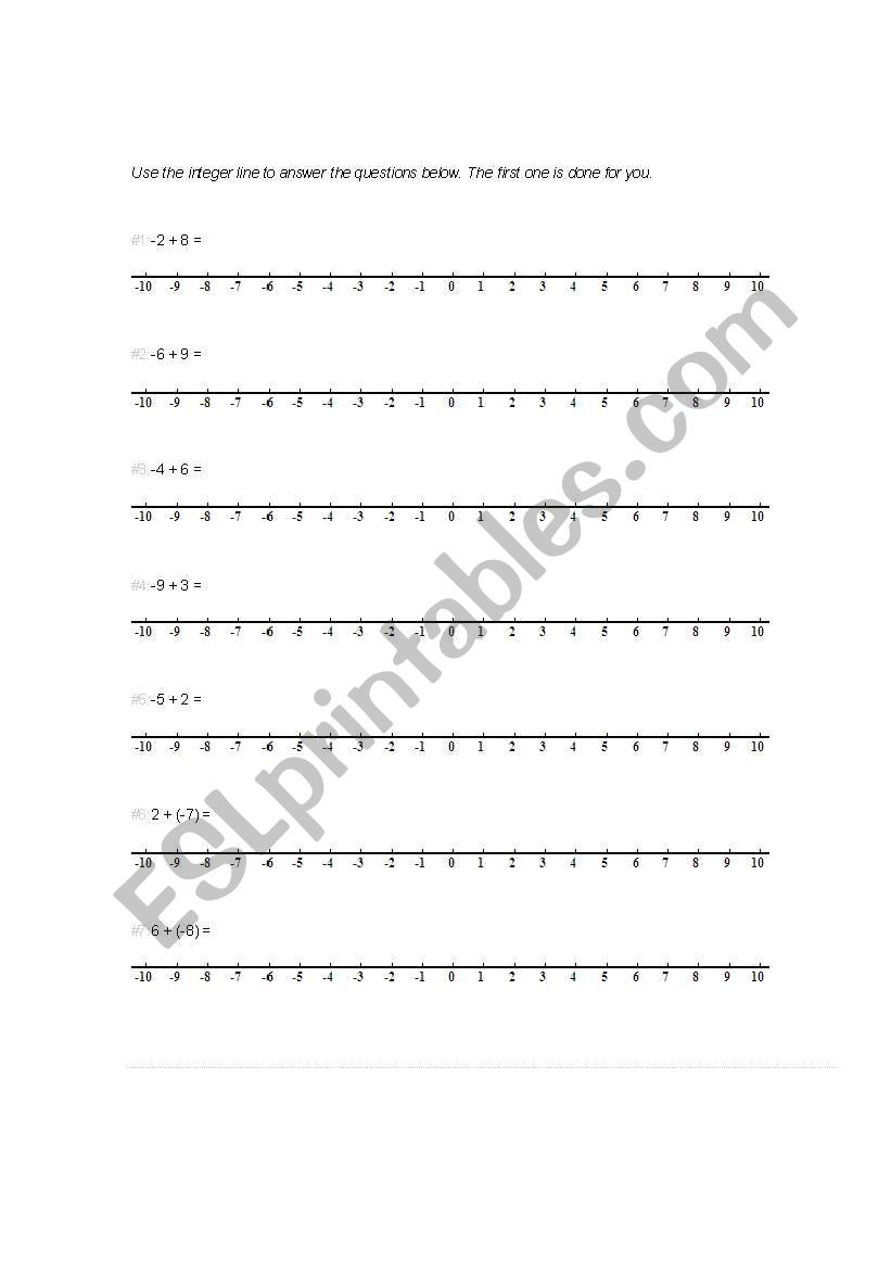 Number Line worksheet