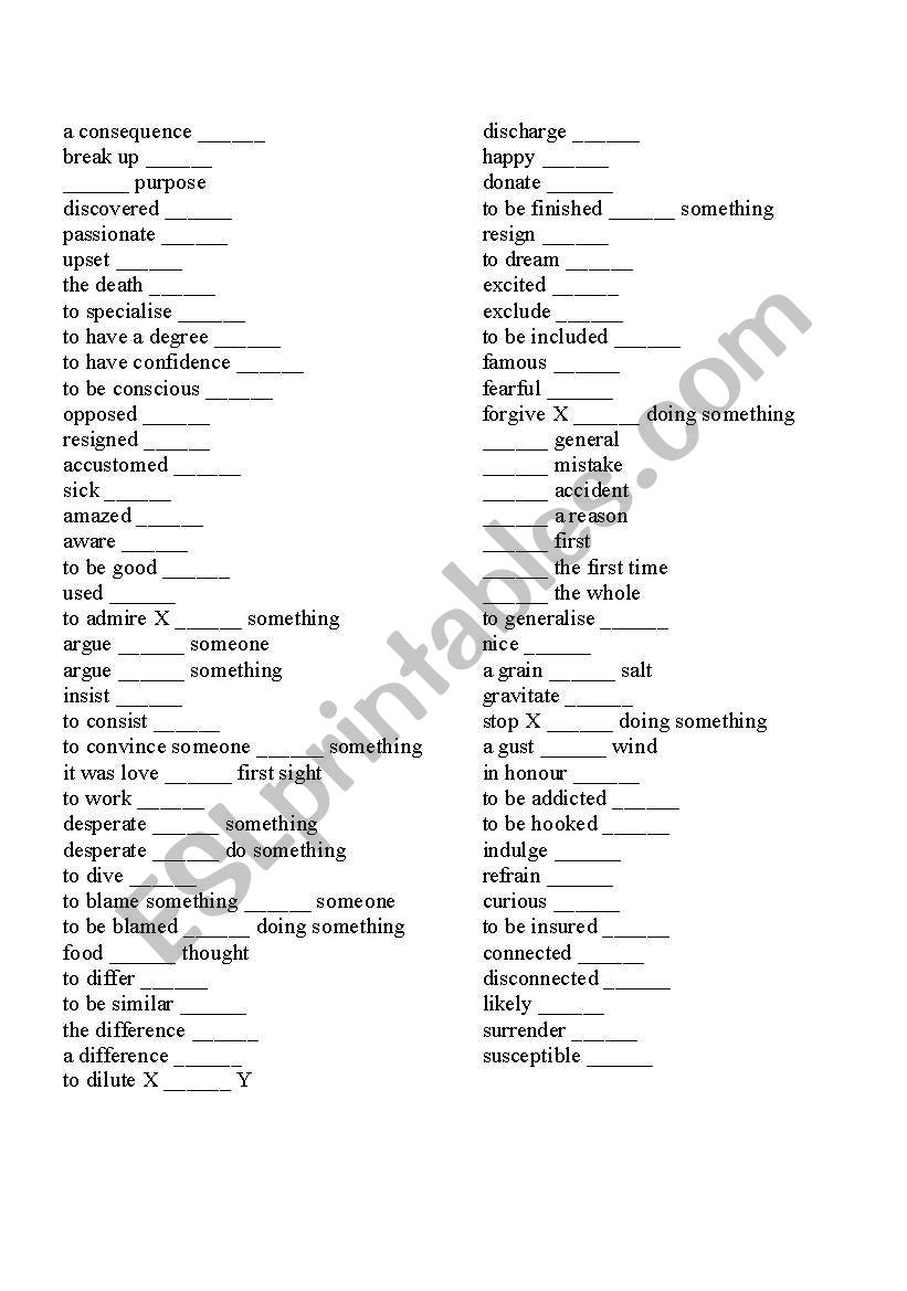 Collocations I worksheet