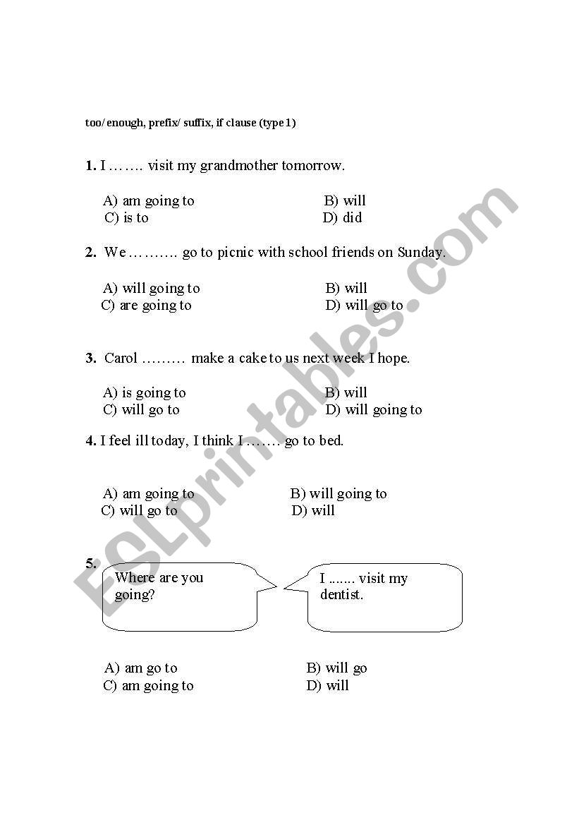 Future Tense worksheet