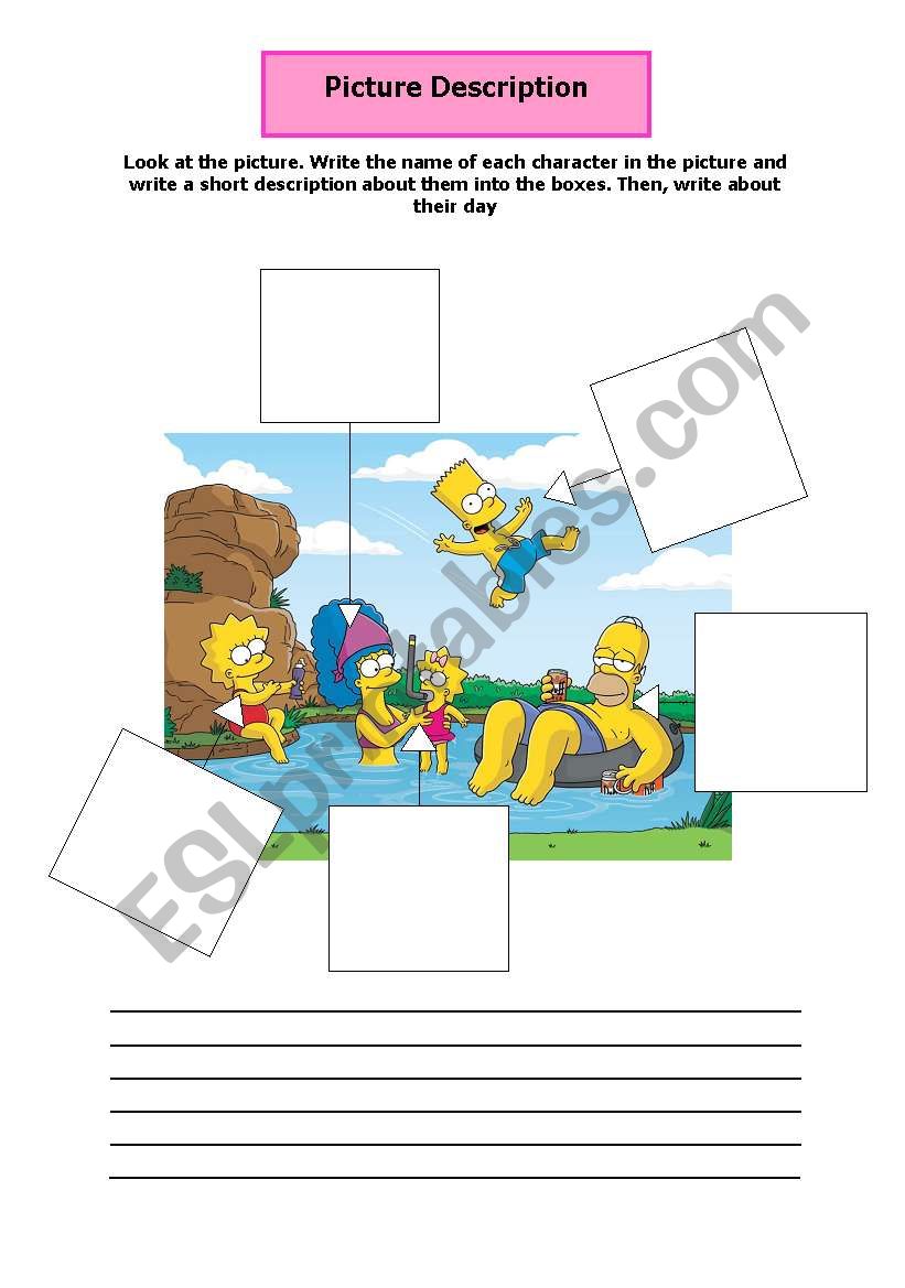 picture description worksheet