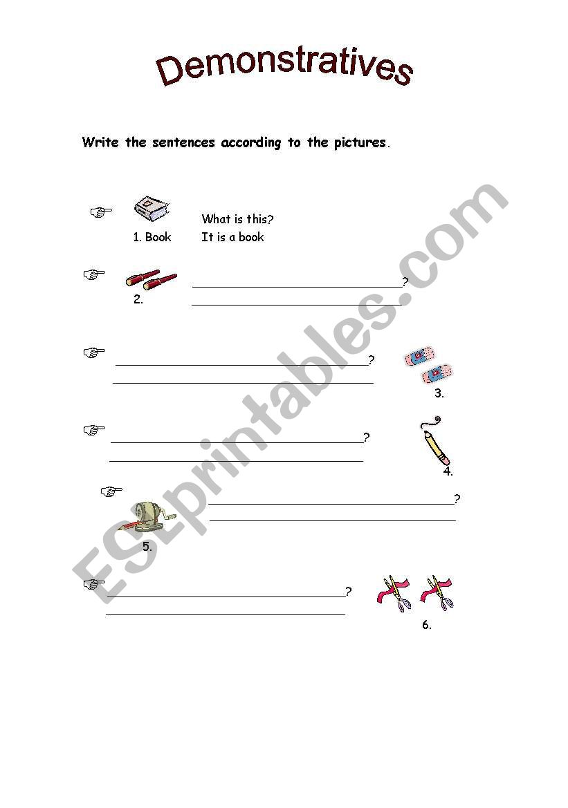 Demonstratives worksheet