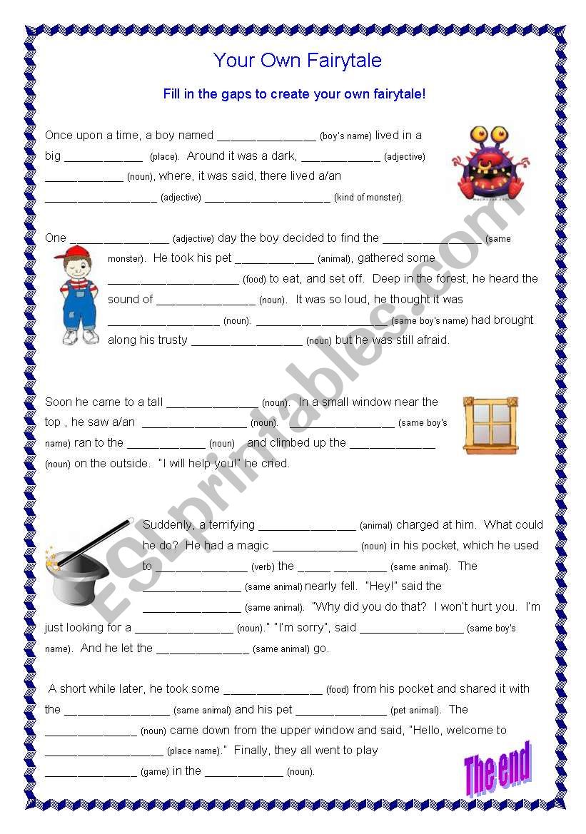 Create your own fairytale worksheet - ESL worksheet by Nicola5052