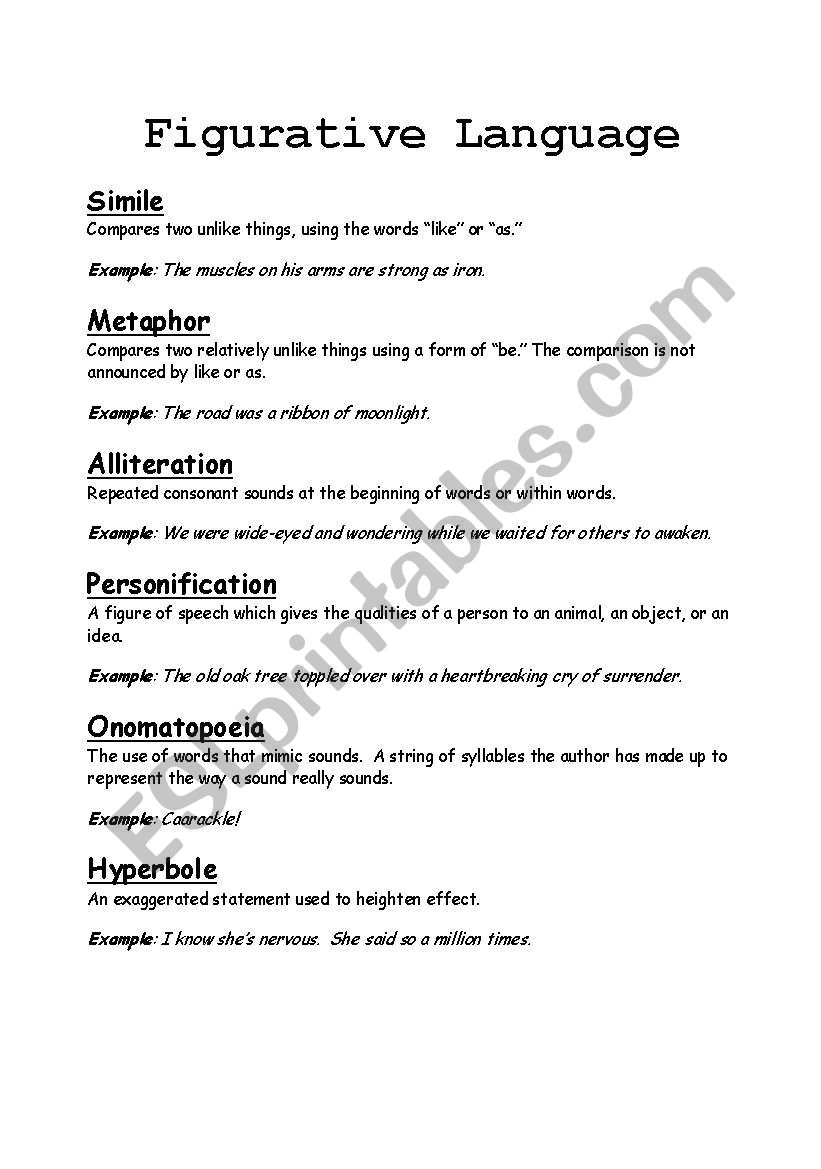 Figurative Language worksheet