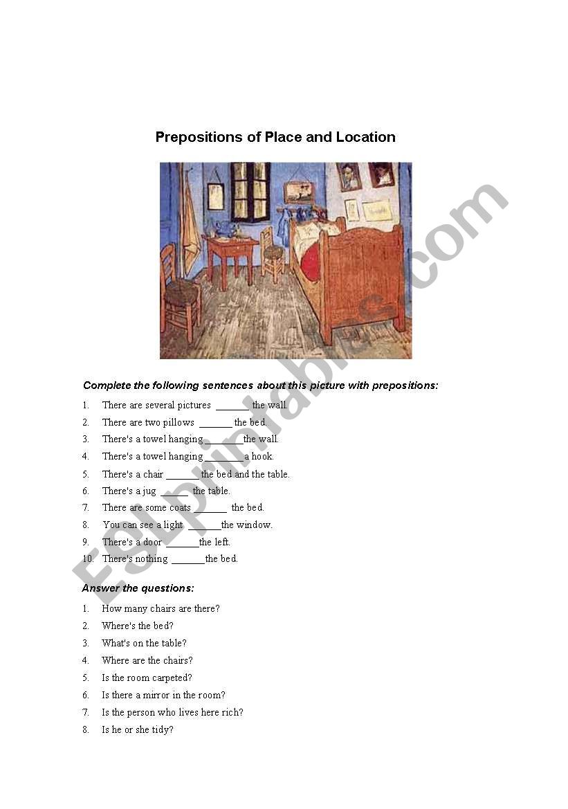 Prepositions of location - Describing picture