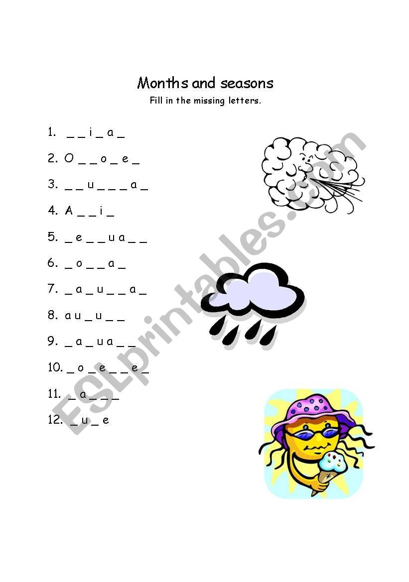 Months and seasons worksheet