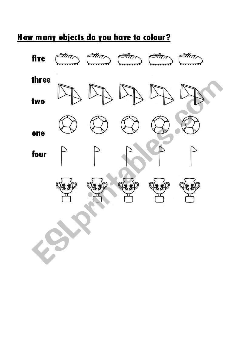 Colour as many football objects as asked.