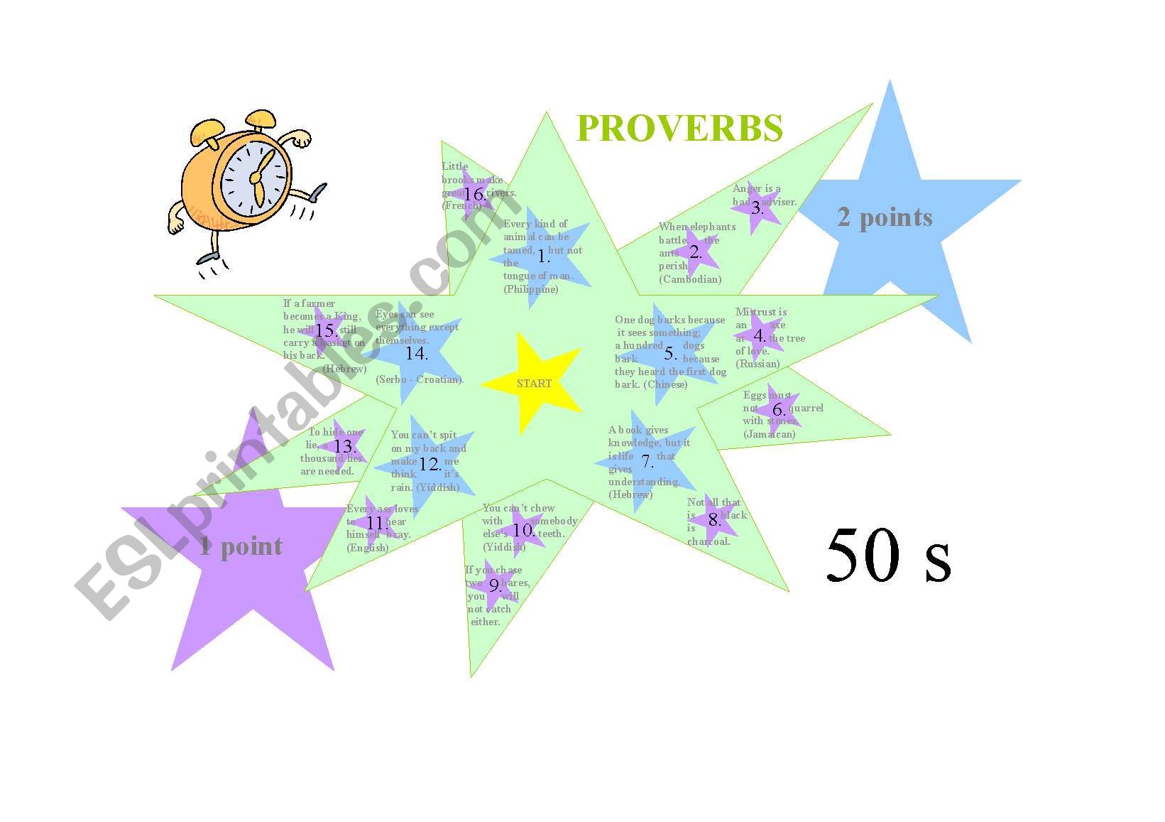 proverbs speaking board game worksheet