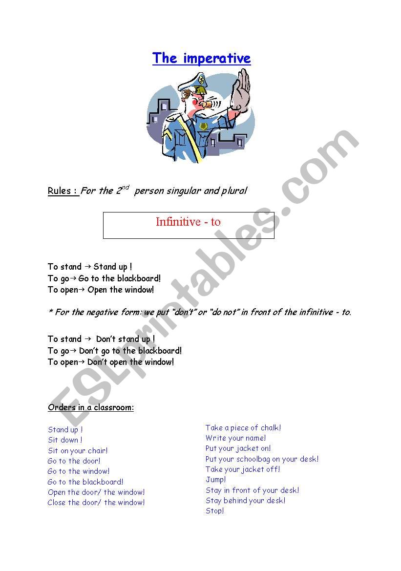 The imperative worksheet
