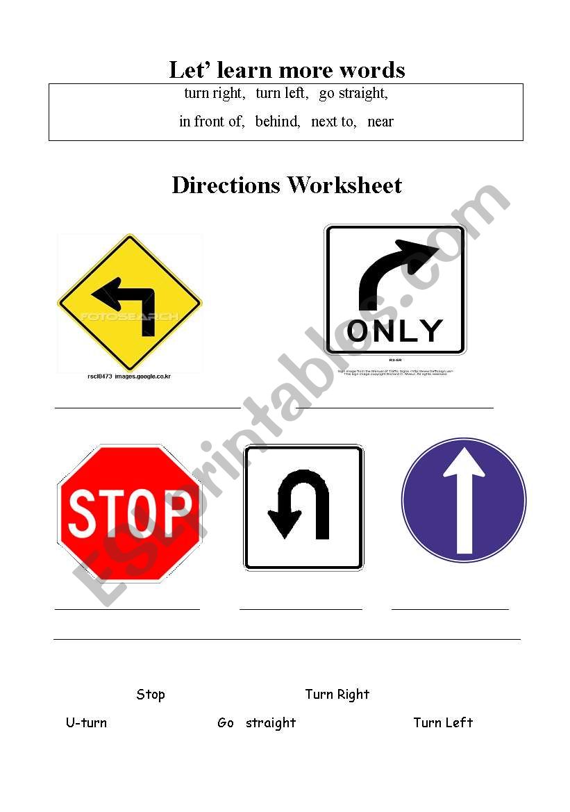 Direction worksheet