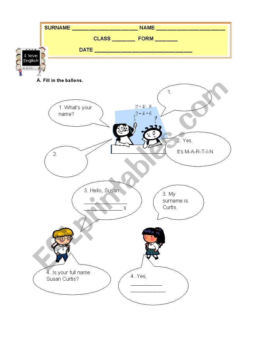WHAT´S YOUR NAME - ESL worksheet by mariaolimpia