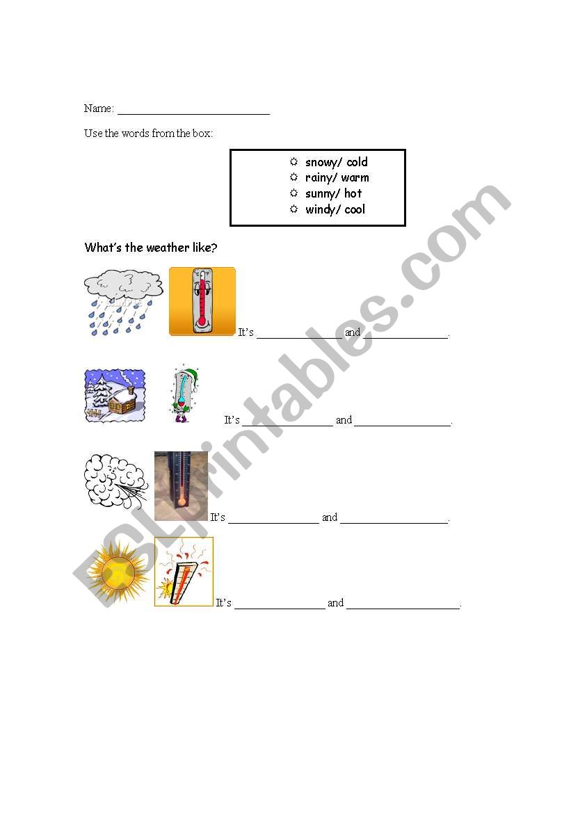 Weather worksheet