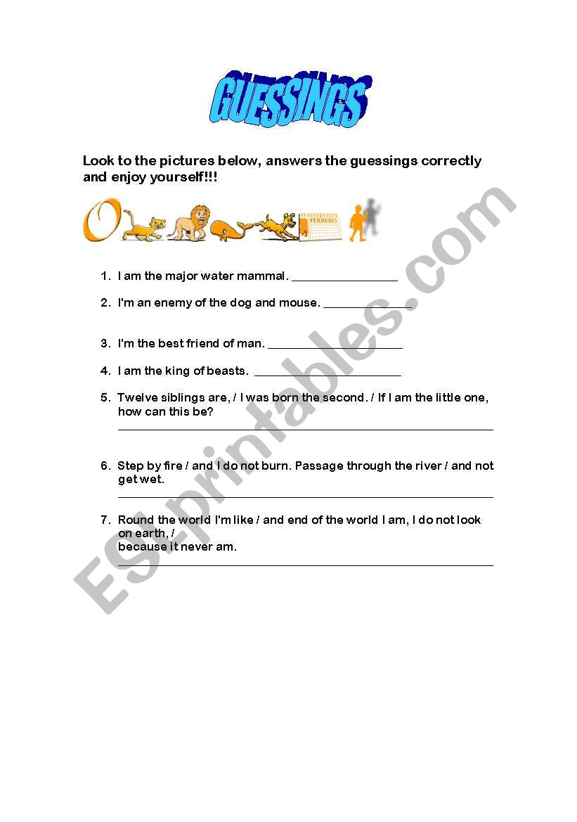 Guessings worksheet