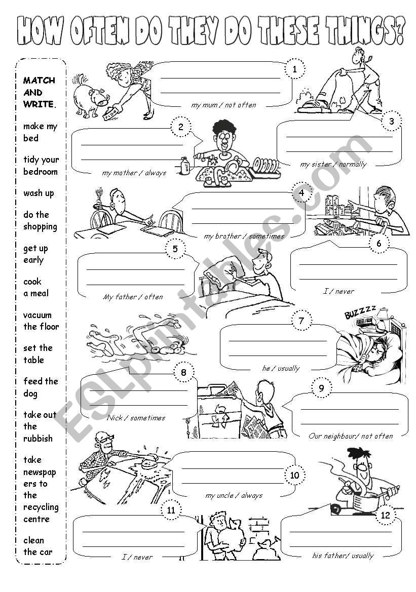 Adverbs of Frequency & Chores worksheet