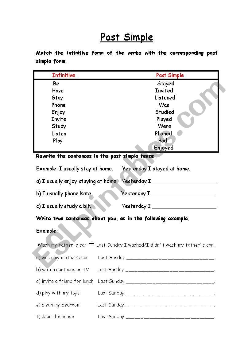 Past simple worksheet