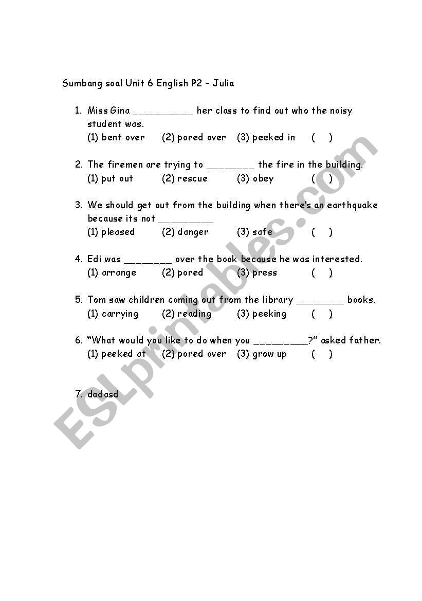 Jobs worksheet