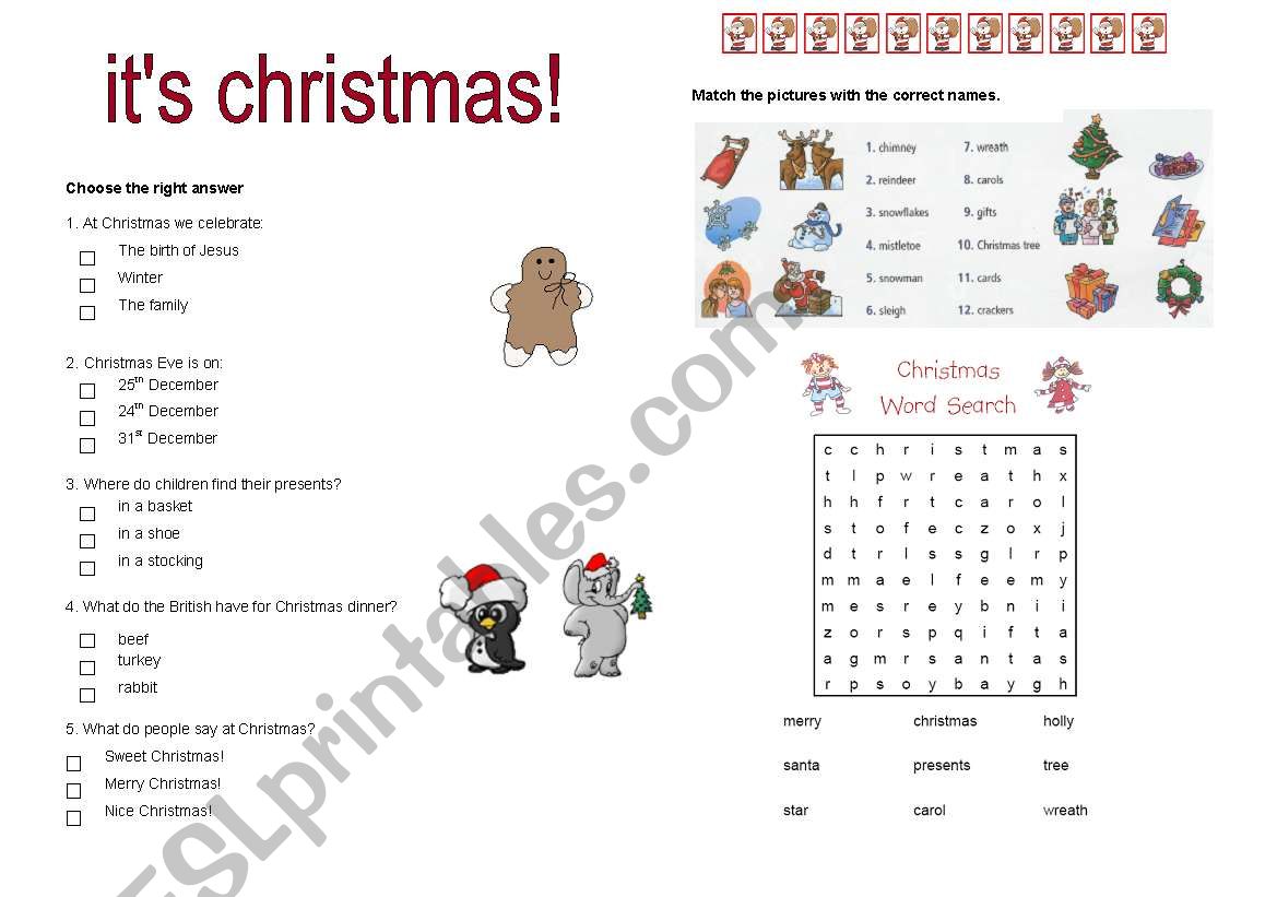 Christmas Leaflet (2nd Part) worksheet