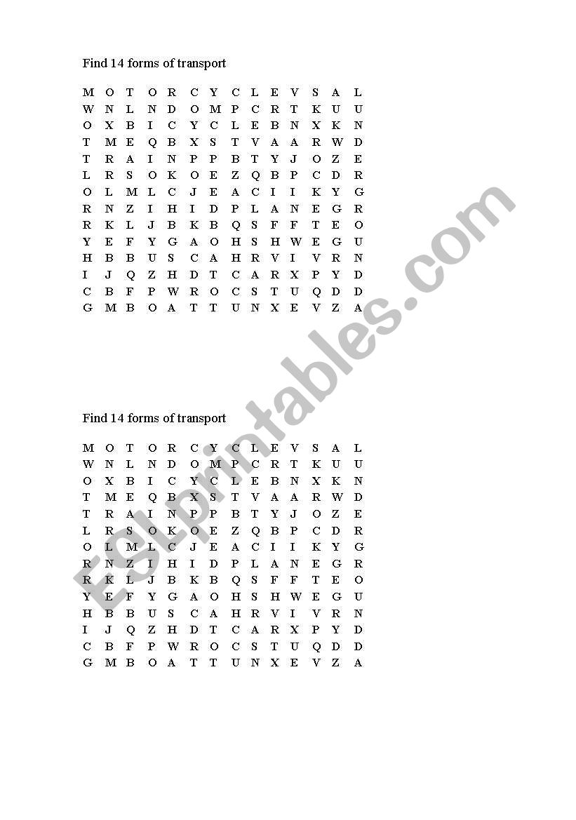 transport worksheet