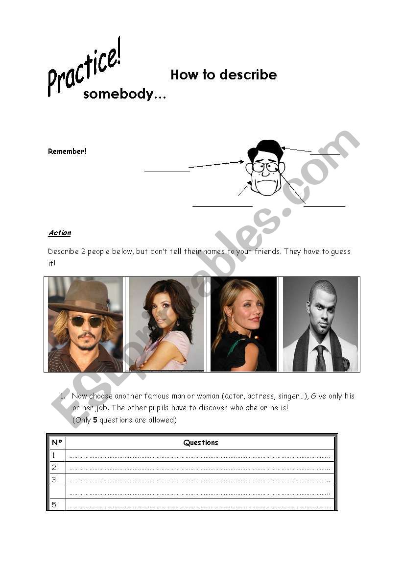 Guess Who am I? worksheet