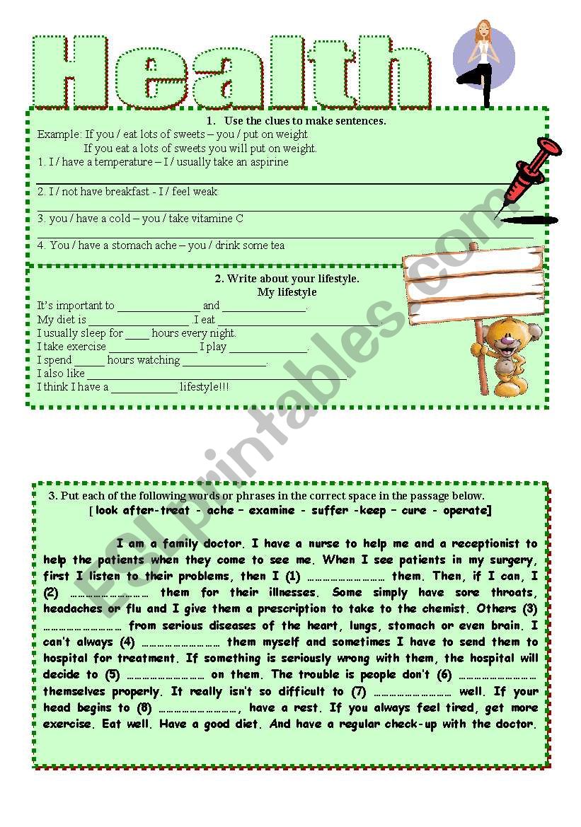 Health worksheet