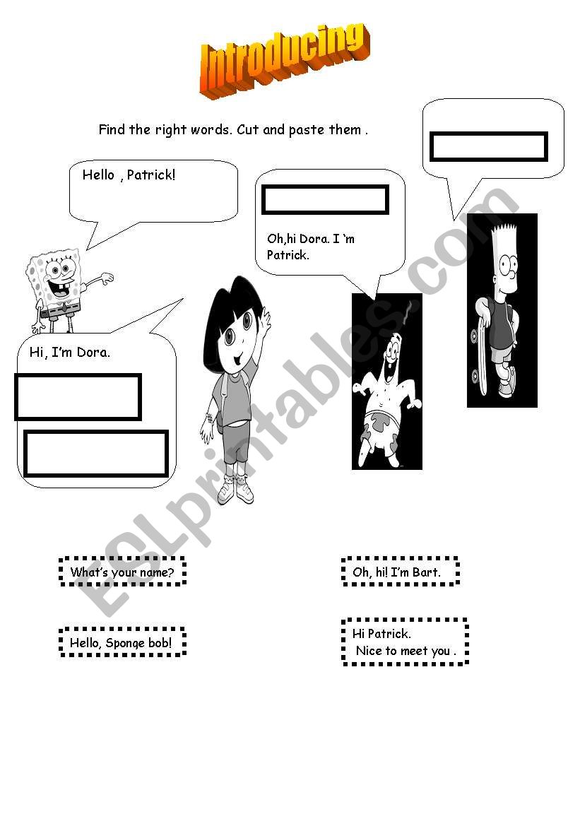 greetings/introducing worksheet