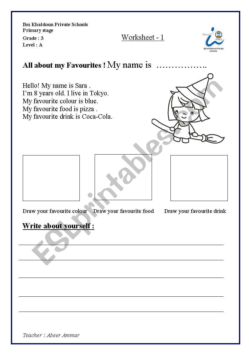 All about my Favourites  worksheet