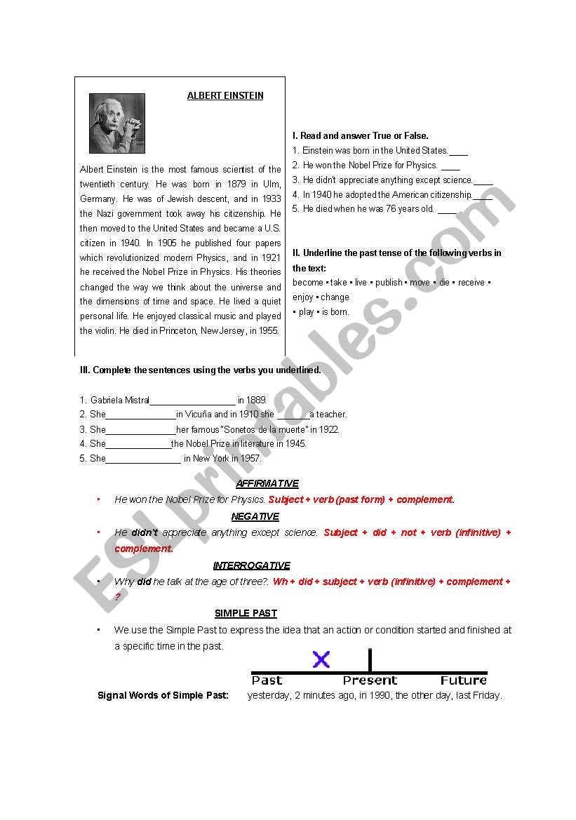 past simple biography worksheet