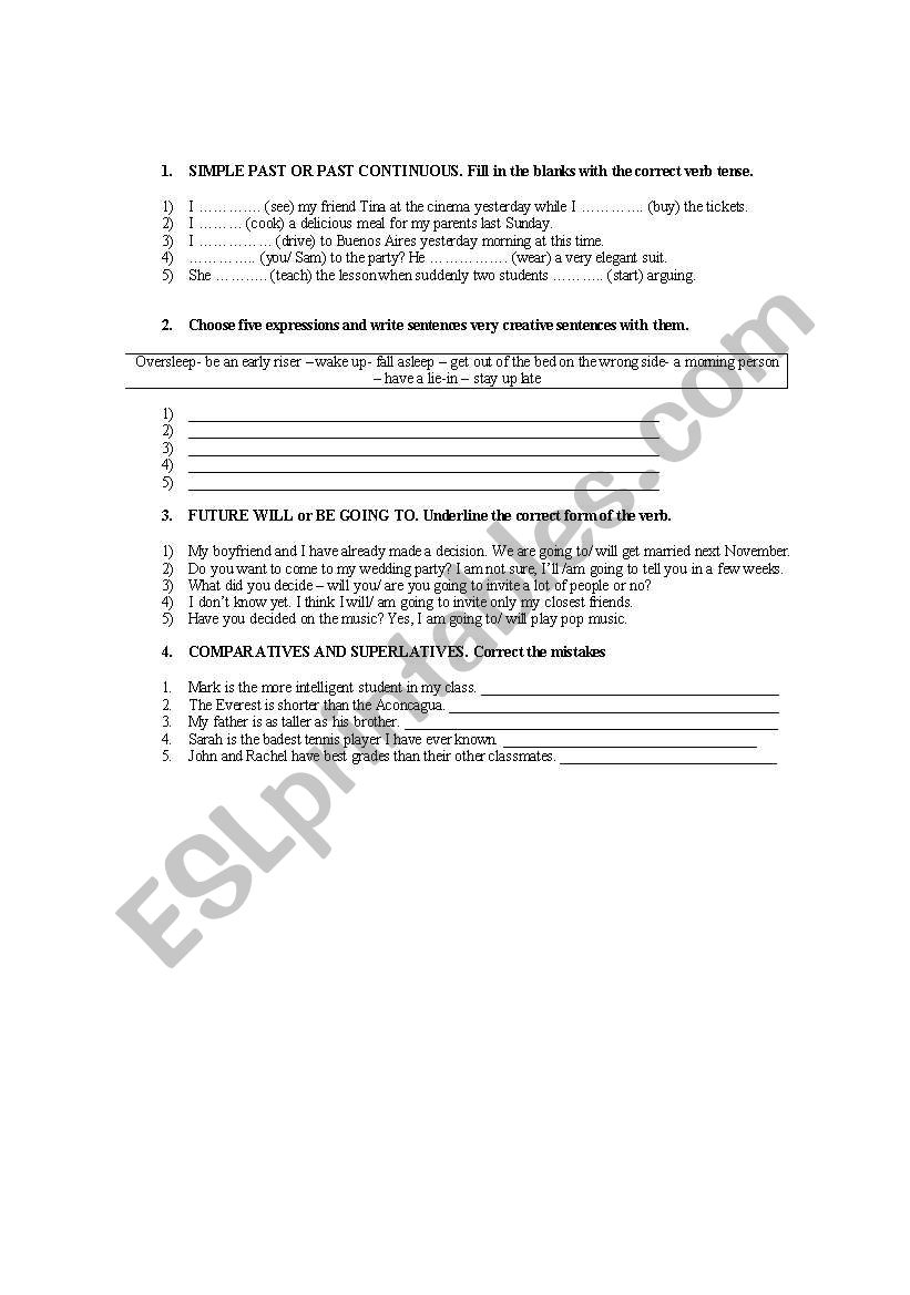 Grammar worksheet