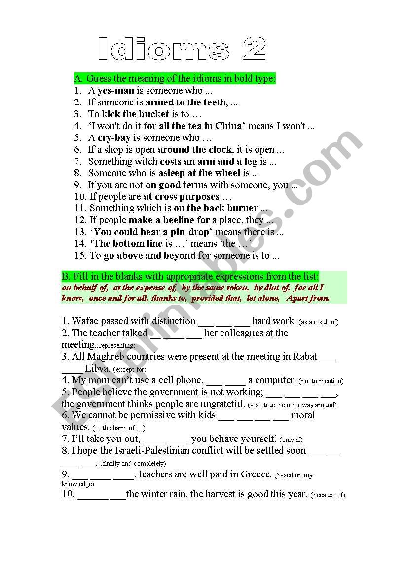 English Idioms 2 worksheet