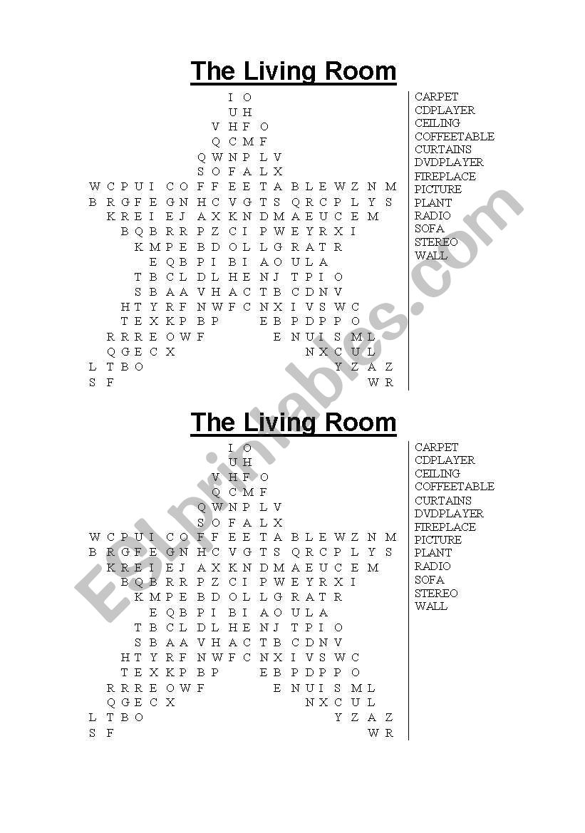 Living Room Wordsearch  worksheet