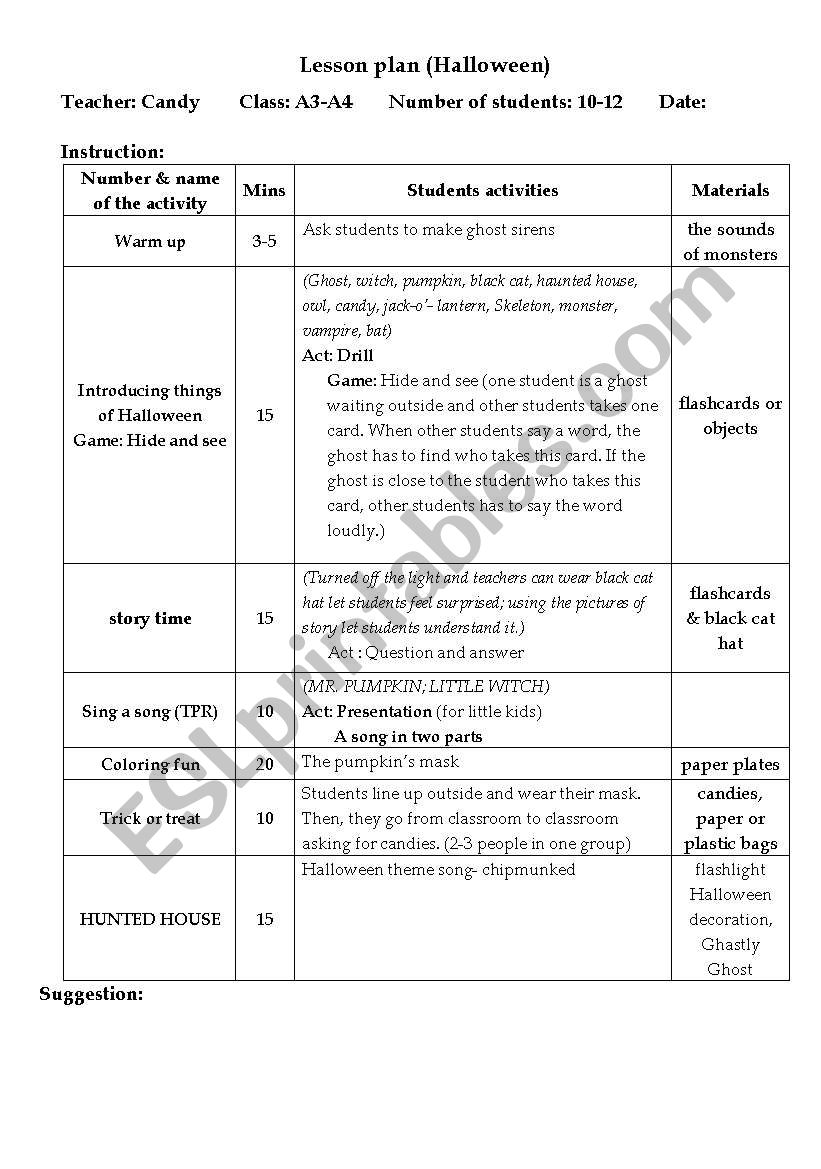 Halloween activities. worksheet