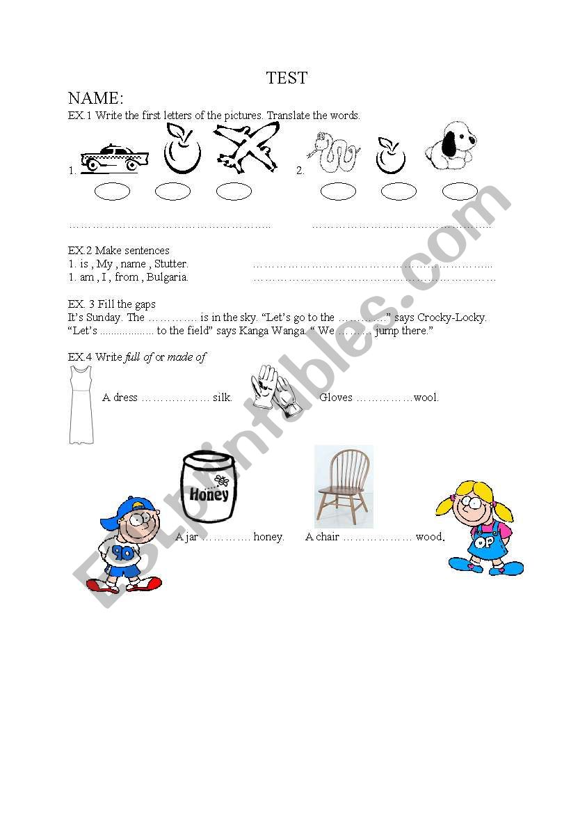 TEST worksheet