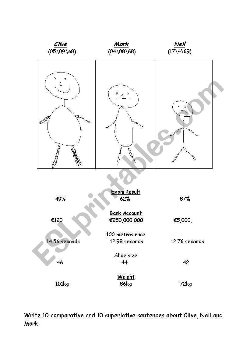 comparative and superlative  worksheet