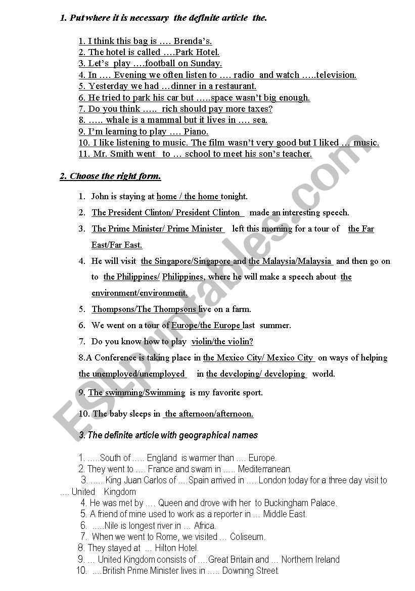 Article worksheet