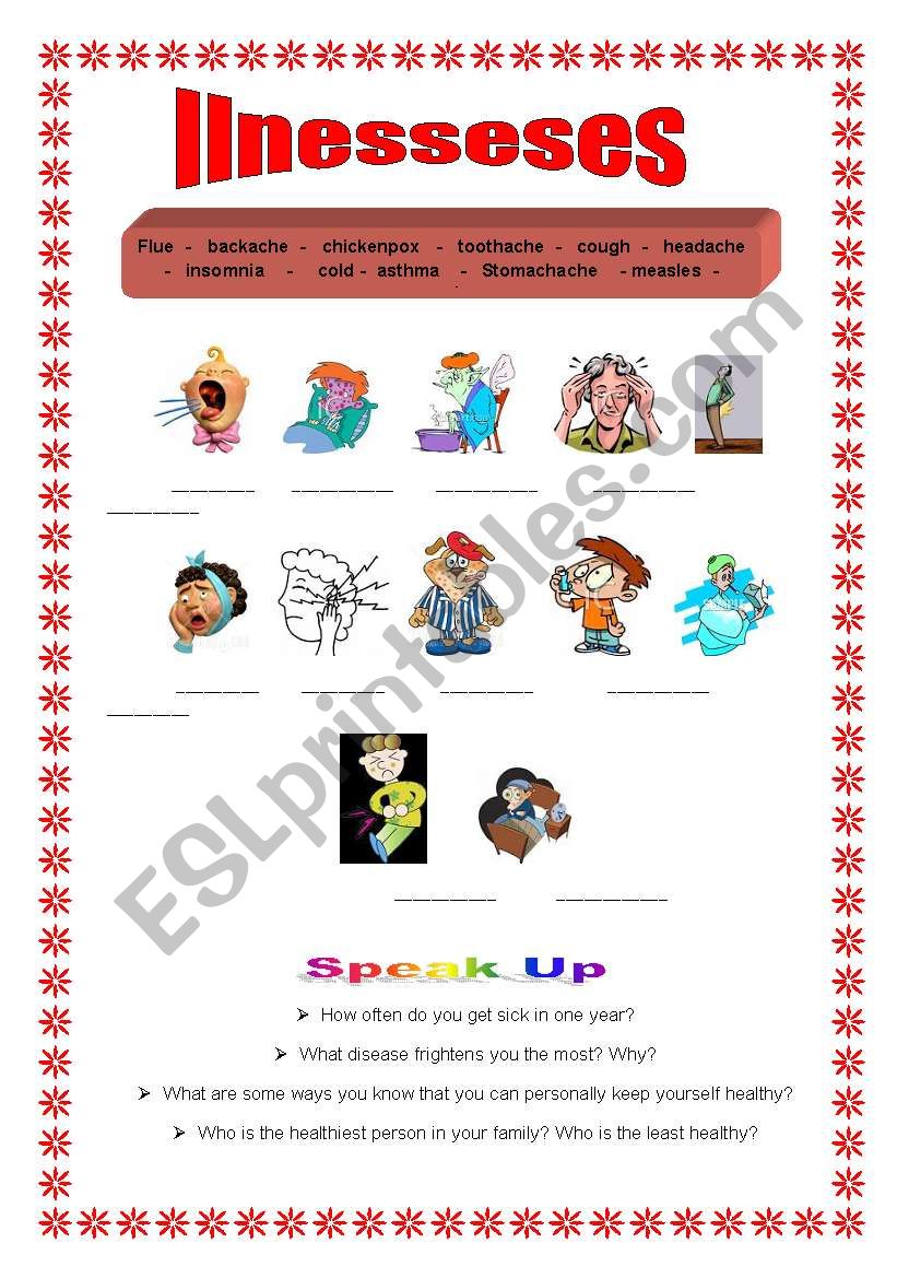 Illnesses worksheet