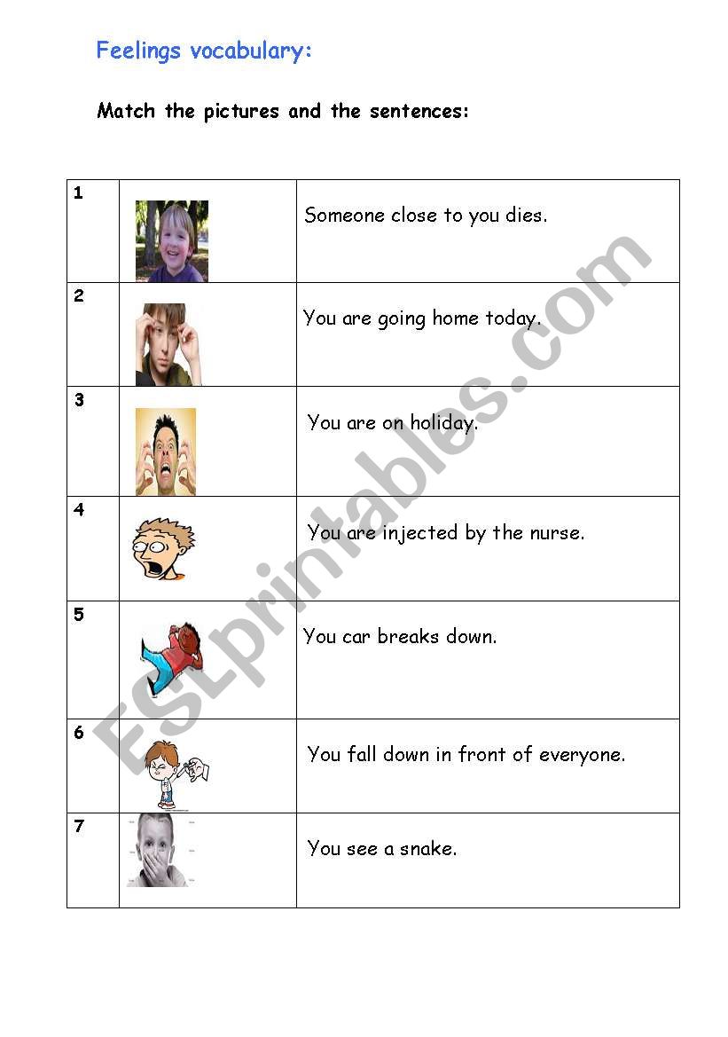 feelings vocabulary worksheet