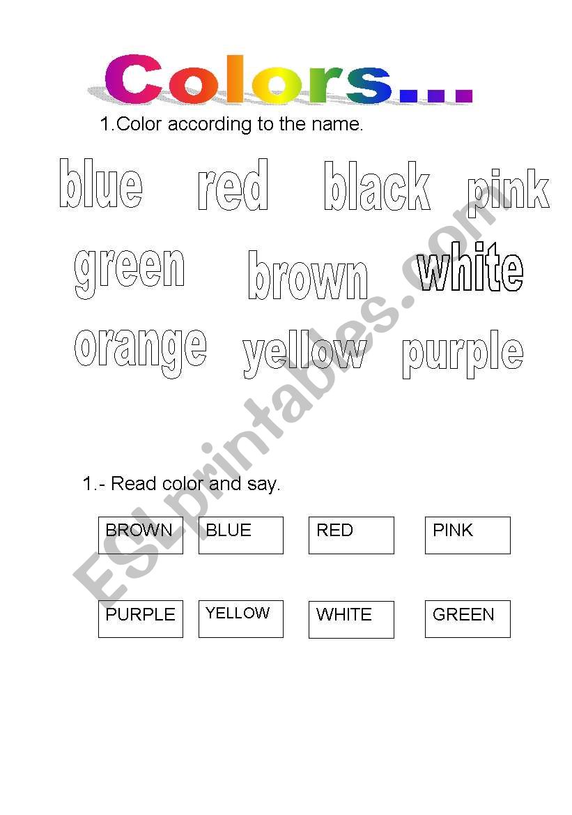 COLORS worksheet