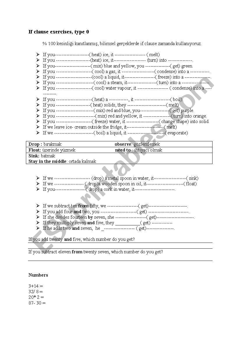 f clouse type 0, 6th class worksheet