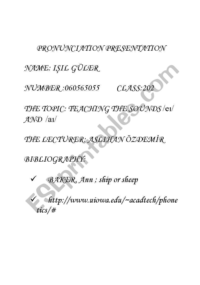 pronunciation presentation worksheet