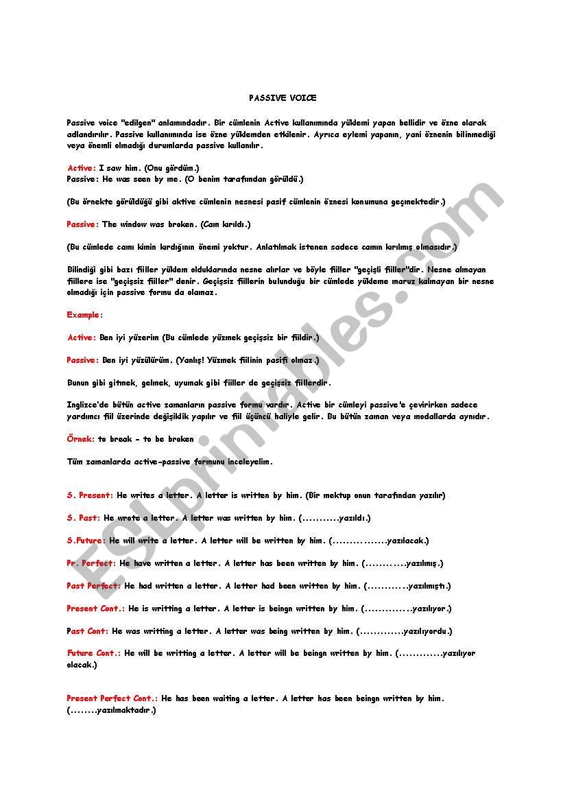 Passive Voice worksheet