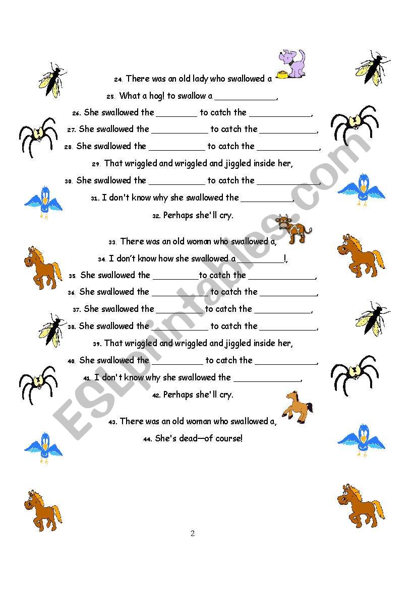 There was an old lady - ESL worksheet by Sheyn