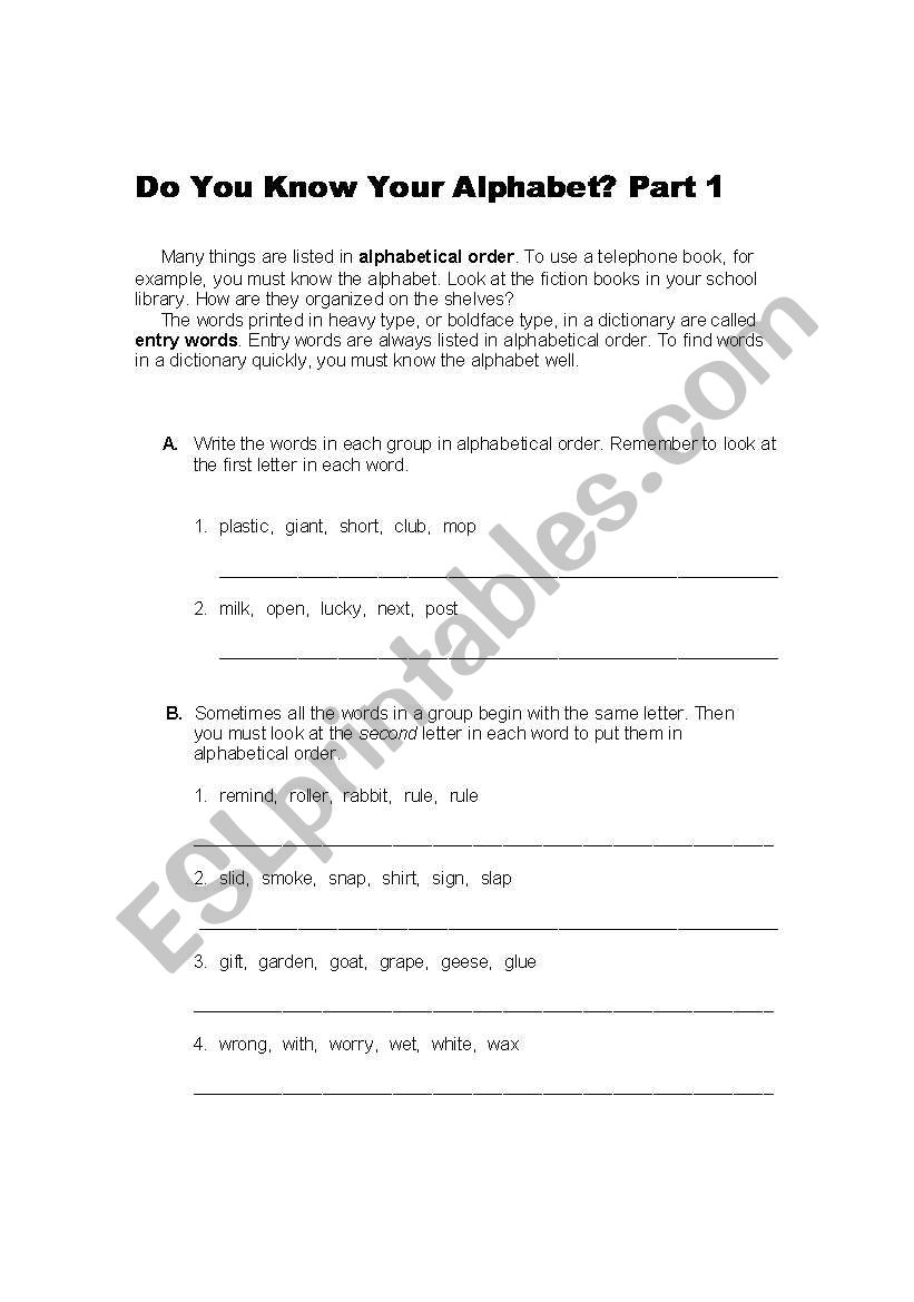 Do You Know Your Alphabet worksheet