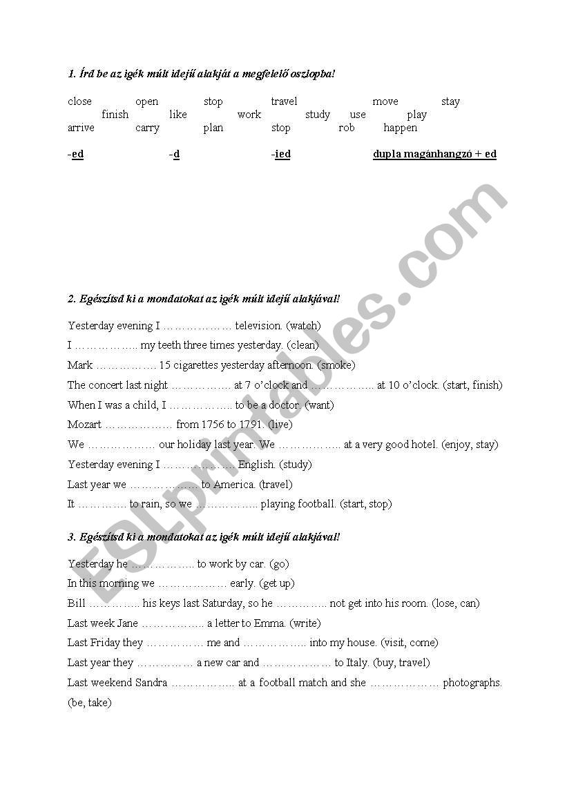 past simple worksheet